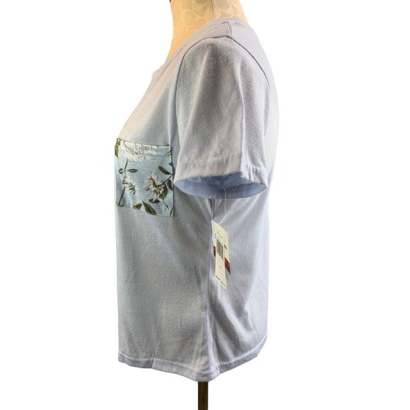 Medium Dearfoams New Women's Light Blue Single Pocket Lounge Sleep Tshirt - Picture 3 of 6